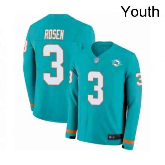 Youth Miami Dolphins 3 Josh Rosen Limited Aqua Therma Long Sleeve Football Jersey